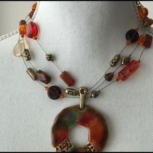 Chico’s orange enamel fall necklace